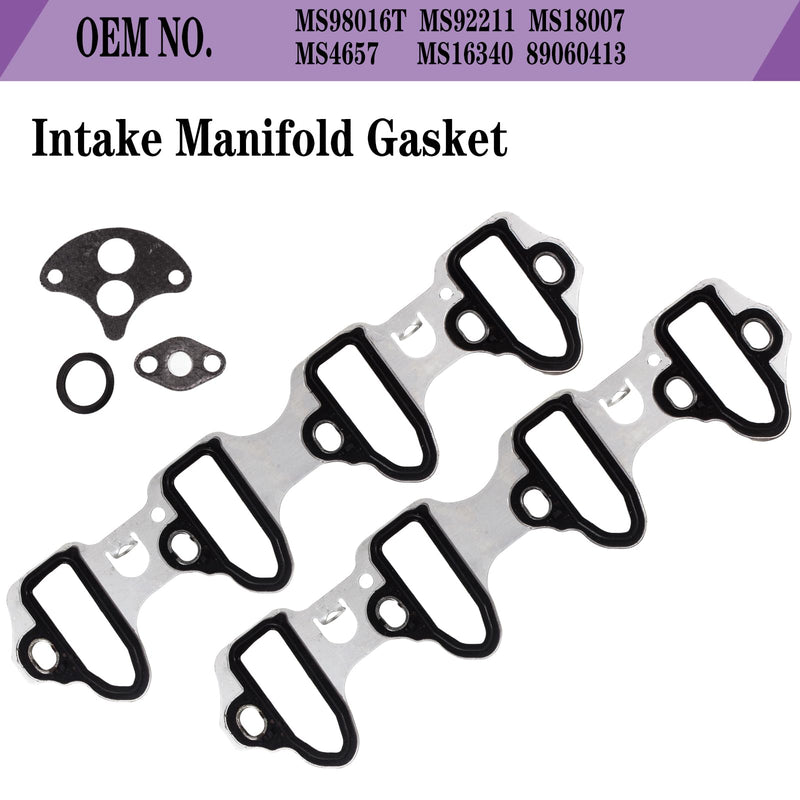 MS98016T For Chevy Silverado 5.3 Intake Manifold Gasket Ls Ls2 Ls3 Ls6 Chevrolet Sierra Avalanche Escalade Yukon Tahoe Suburban Intake Manifold Gasket Sealing 4.8 5.3 6.0 6.2L 89060413 MIS16340 MS98016T