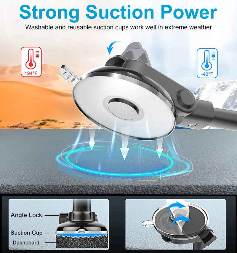 Car Dashboard Tablet Mount, Vehicle Dash iPad Holder, Gooseneck Long Arm Stand with Strong Sticky Gel Suction Cup for iPad Pro 12.9 11/ Air/Mini, Galaxy Tabs Z Fold, More 4-13" Phone & Tablets