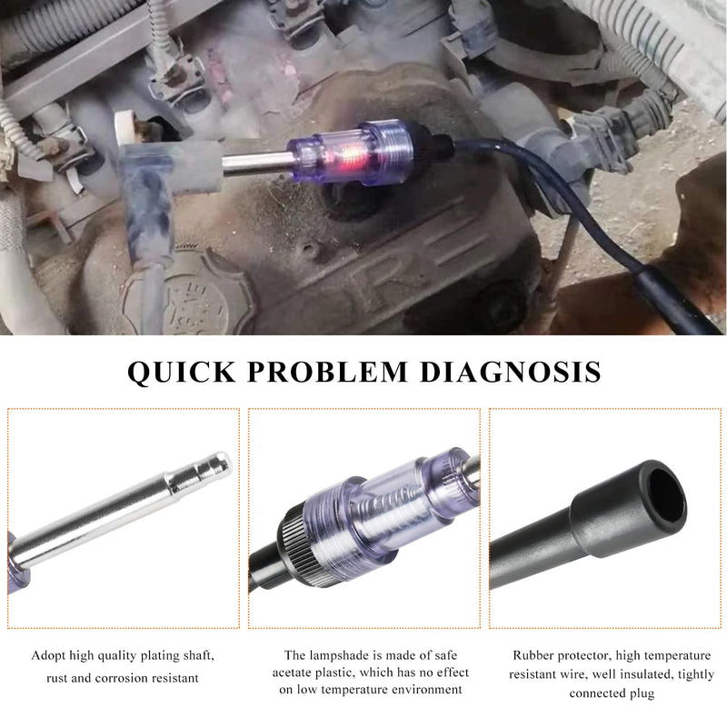 Inline Spark Plug Tester, Plug in Straight Boot Motor Engine Ignition Lawnmower Checker, Universal Armature Diagnostic Detector Test Light for Check Ignition System
