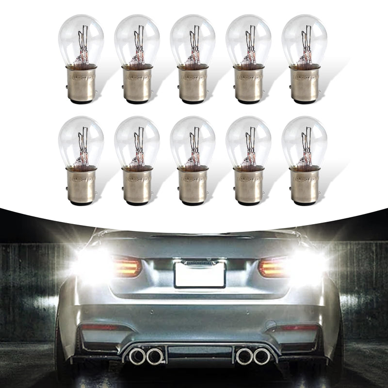 10 PCS 1157 Car Halogen Light Bulb, Vehicle Brake Light Bulb, P21/5W S25 BAY15D Double Tail Design, Universal Automotive Tail Light Accessories for Truck SUV Car (Clear) 10 PCS Clear