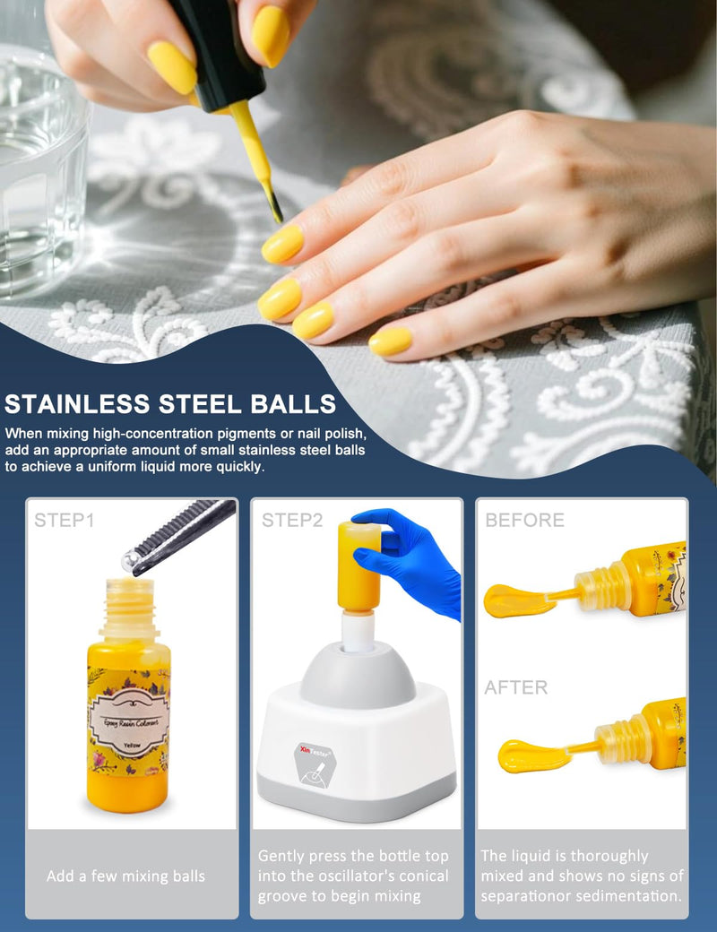 Xin Tester Lab Mini Vortex Mixer, 100ml DIY Model Paint Shaker Nail Polish Mixer Machine 3000RPM, Eyelash Adhesives Pigment Tattoo Ink Mixing with 120pcs Balls - Gray