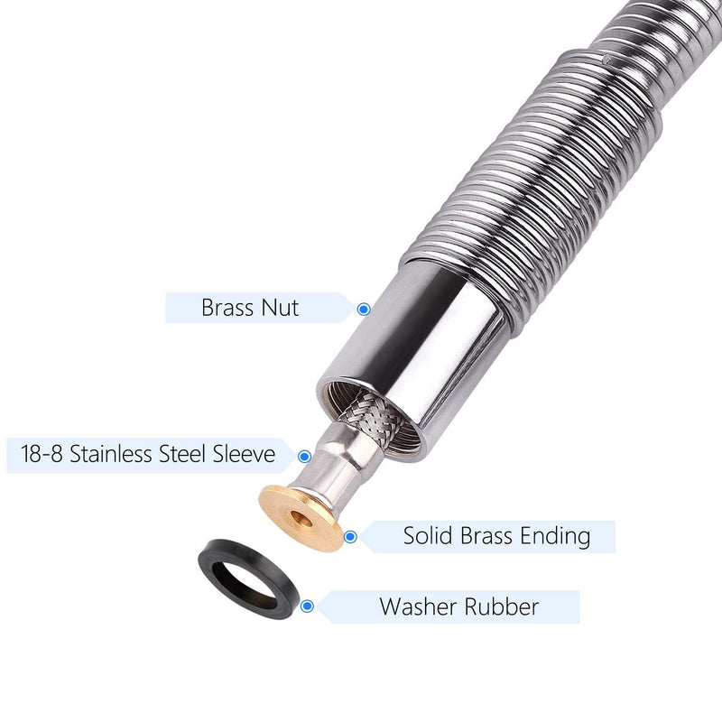 COOLWEST 38 Inch Flexible Stainless Steel Hose Replacement Kit for All Brand Commercial Pre-Rinse Kitchen Sink Faucet (96CM 38") 38inch Hose