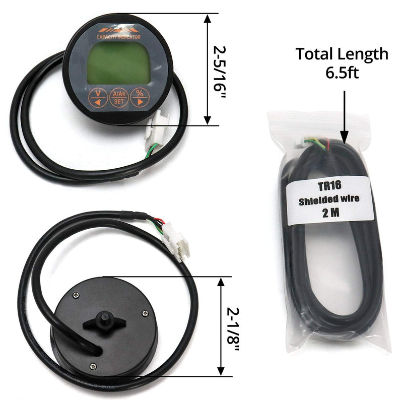 QWORK Battery Monitor Voltmeter Ammeter, Voltage Current Range 8V-80V, 0-100A Voltage Current Meter with 6.5 ft Custom Cable 8-80V 0-100A