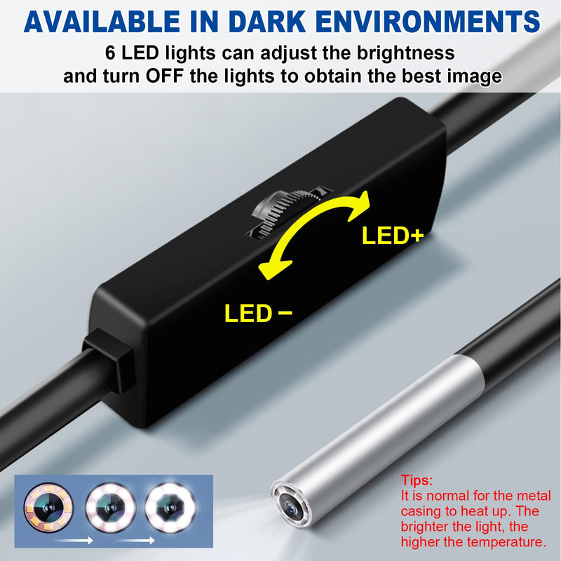 3.9mm Small Hole Borescope, Aperture Endoscope Camera - Suitable for. 20 Caliber and Larger Pipes, Gun Barrel Inspection Tool, Suitable for Android and iOS Smartphones iPhone, iPad, Samsung