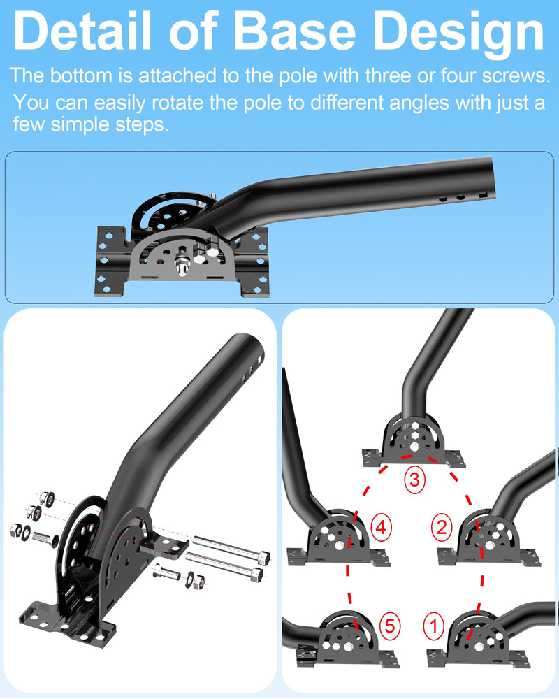  [AUSTRALIA] - Universal Adjustable TV Antenna Pole Mount – Rustproof 1.38" x 12" J-Pipe, Heavy-Duty Pivot Bracket for Wall, Roof, Eave Mounting – Compatible with TV Antennas, Starlink, Wi-Fi & More (Black)