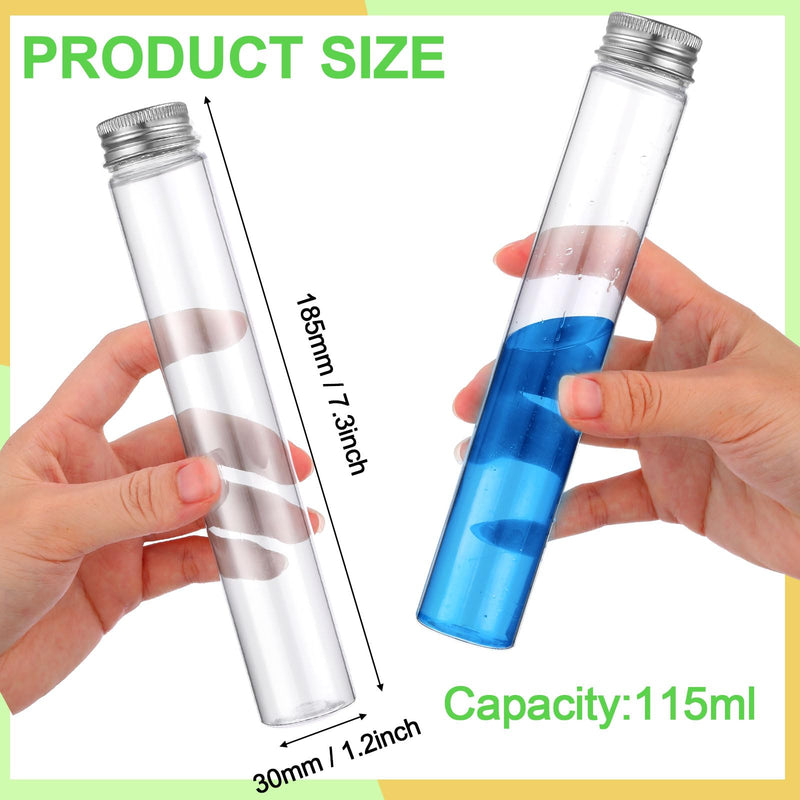 Xuhal 40 Pcs 115ml Plastic Test Tubes with Caps, 30 x 185mm Gumball Tubes as Storage Containers for Candy, Beads, Powder, Clear Test Tube for Sample Testing, Home Party