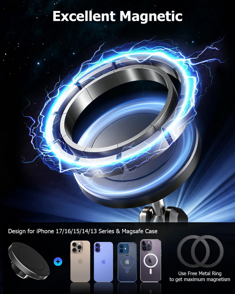 CD Slot Phone Holder for Car Magnetic [Driver and Passengers can Use] Magnet Car Phone Mount CD Player with Adjustable Aluminum Arm for All iPhones & Android Cell Phones