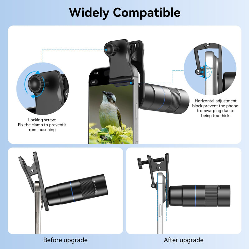 6X Telephoto Lens for Smartphone, HD Phone Camera Lens Kit with Universal Clip, Phone Lens Attachment for iPhone, Samsung and Android Phones, Wildlife, Sports, Concerts and Travel