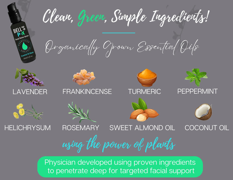 Dr. A's Bell's P-X Facial Revive Stick | Organic Essential Oil Blend | Natural Nerve & Muscle Stimulator Cream | Soothing Relief & Healthy Circulation | Frankincense, Helichrysum & Turmeric