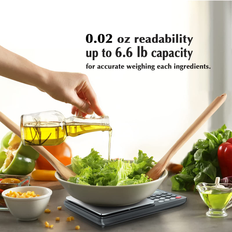 Fuzion Nutrition Food Scale, Digital Food Scale for Weight Loss, Calculating Food Facts, Macro, Calorie, Meal Prep, Portion Control, Stainless Steel 3KG/0.5g