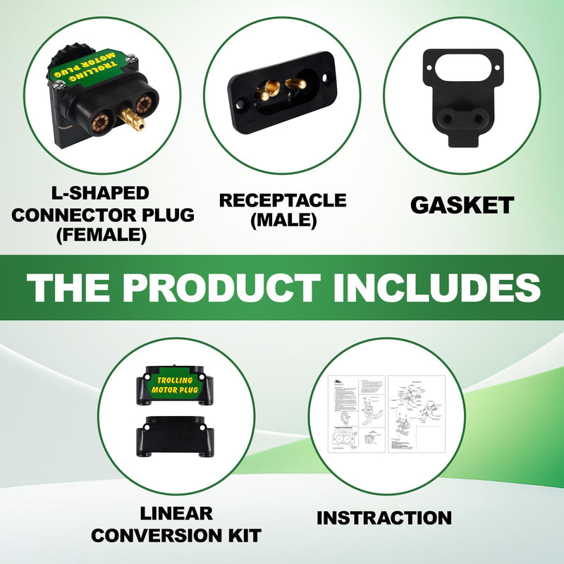 Trolling Motor Plug 027-0004-KIT DC to DC Power Connector, Tolling Motor Quick Connect for Onboard Marine 12V to 48V DC Power Connection With Gaskets, 80 AMP Capacity (L-shaped and Linear)