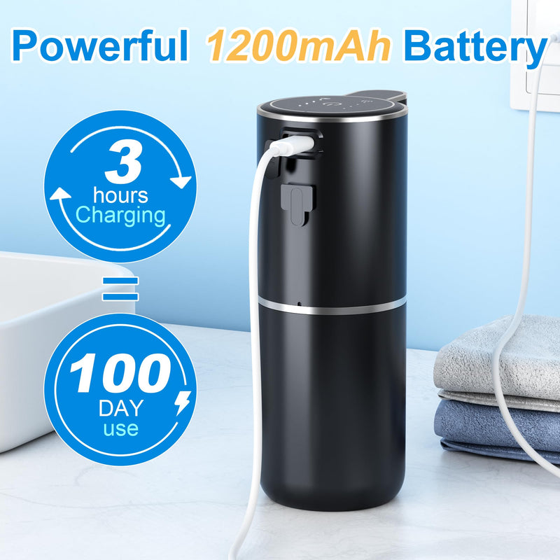 Automatic Soap Dispenser Touchless Automatic Liquid Soap Dispenser 4 Adjustable 1200mAh Soap Dispensing Levels Wall Mount for Kitchen and Bathroom Black Gel