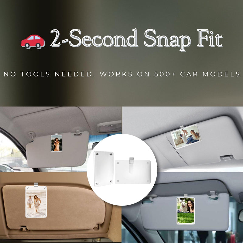 Car Sun Visor Photo Holder, 4 Pack Universal Magnetic Car Visor Clip, Personalized Picture Frame for Cars, Photo car visor clip