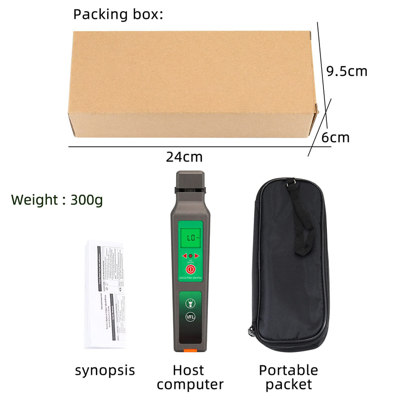 Optic Fiber Identifier VFL LED Light OFI Live Fiber Optical Cable Identifier Detector Tester 900-1650nm SM and MM OFI Testing Tools Black