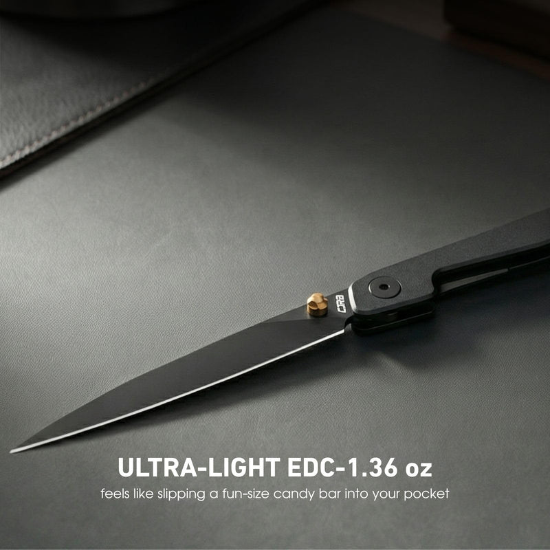 CJRB Lanky EDC Pocket Knife for Men, 3.58" AR-RPM9 Steel Blade Utility Knife with Liner Lock Pocket Clip for Home Office Gifts, Designed by Jake Diaz (J1965) AR-RPM9 Blade & Black Aluminum Handle