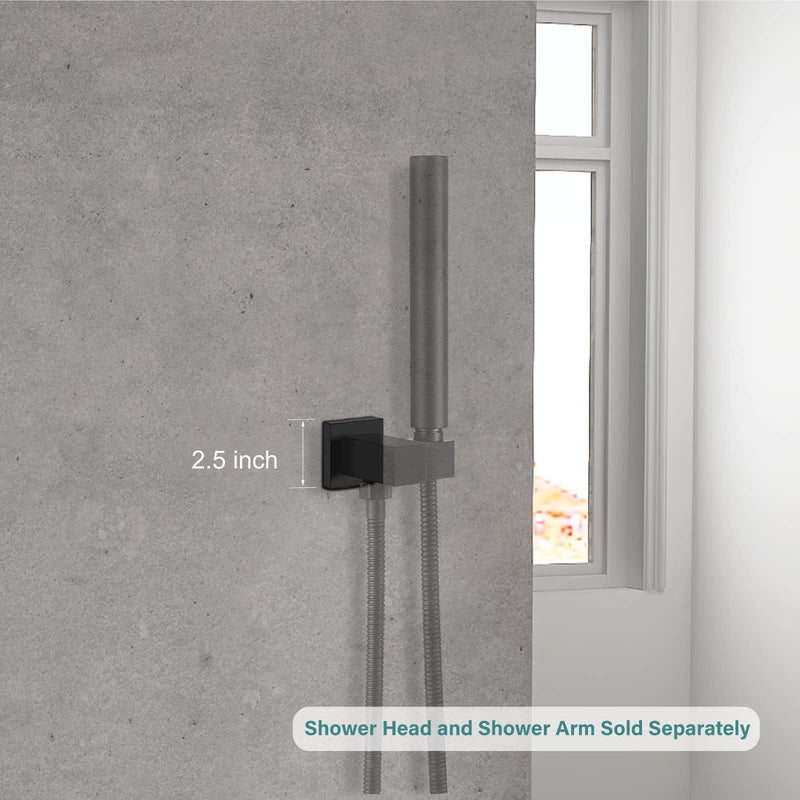 Heyalan Matte Black Shower Flange Cover 2.5 Inch Hand-held Shower Holder Flange Replacement Square Escutcheon Cover Plate 1 pc for Shower Wand Bracket Wall Cover for shower holder