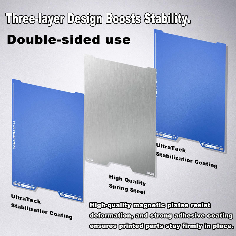 355x346mm Cold PEI Build Plate for Bambu Lab H2D/H2D Pro/H2S, Low Temp Printing Bed, Flexible Magnetic Spring Steel Sheet, Double-Sided Textured, UltraTack Coating, Blue Textured PEI 355x346mm