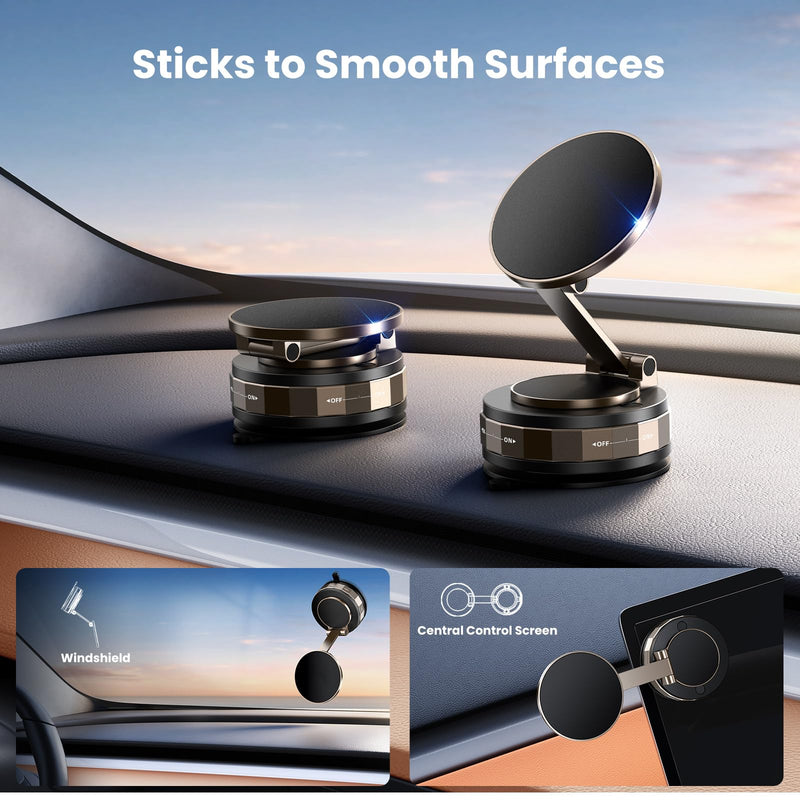 TECKNET Car Phone Holder,Vacuum Magnetic 360°Adjustable MagSafe Car Mount | Upgraded Nano Gel suction cup,MagSafe compatible,stable car mount for iPhone and Android,ideal for car,gym and kitchen Black