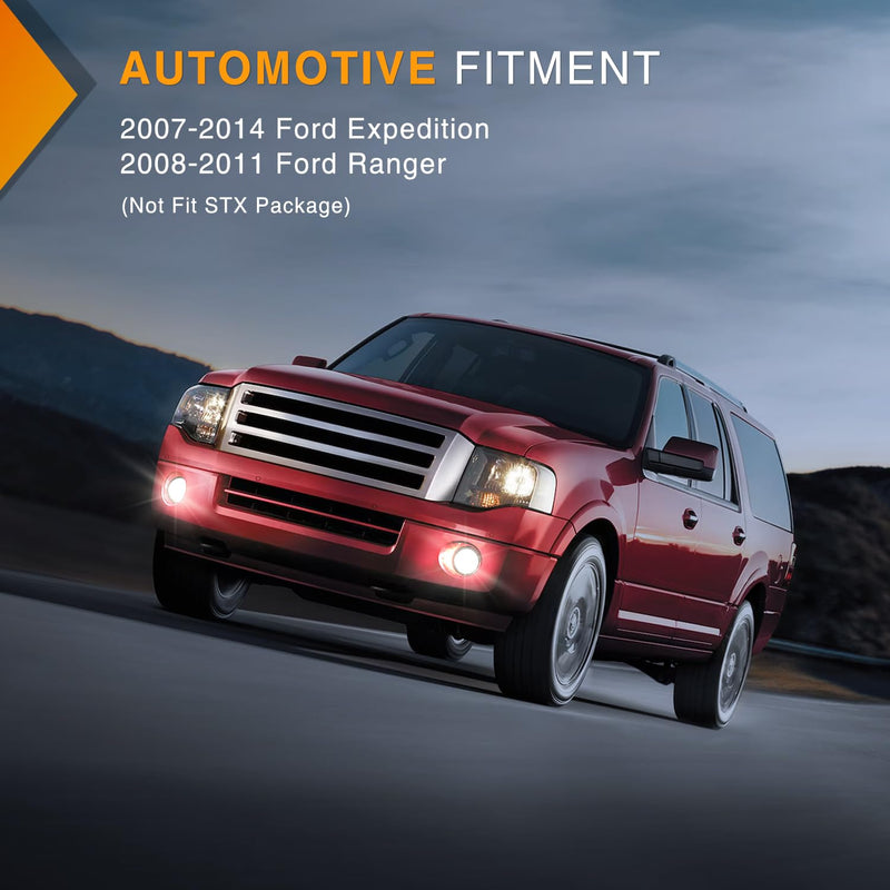 Nilight Fog Lights Assembly Compatible with 2007 2008 2009 2010 2011 2012 2013 2014 Ford Expedition 2008-2011 Ranger(Not Fit STX Package) w/H10 12V 42W Bulbs Clear Lens 2007-2014 Expedition/2008-2011 Ranger