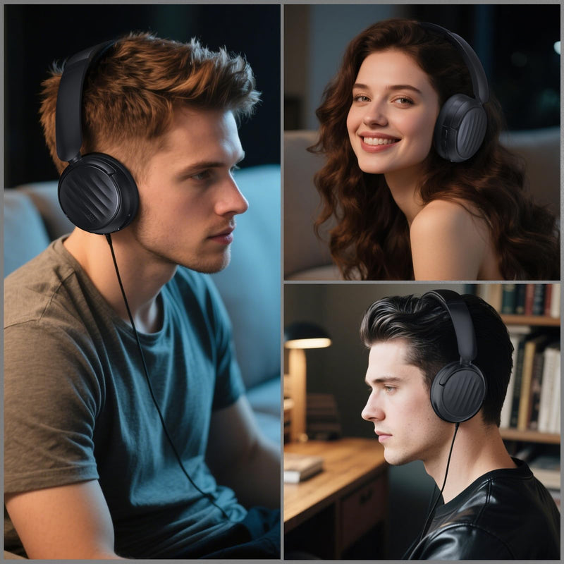 Bluetooth Headphones, Hybrid Active Noise Cancelling Over Ear Headphones | 35H Playtime, HiFi Stereo Foldable wireless Headphones with Foam Ear Cups for Sports, Office, Travel Solid black