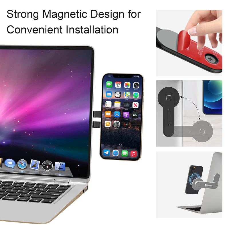 MagSafe Accessories Compatible with iPhone 15 14 13 12 Series, Universal Laptop Accessories in Order for Dual-Screen Interaction, Laptop Phone Holder for iPhones Black