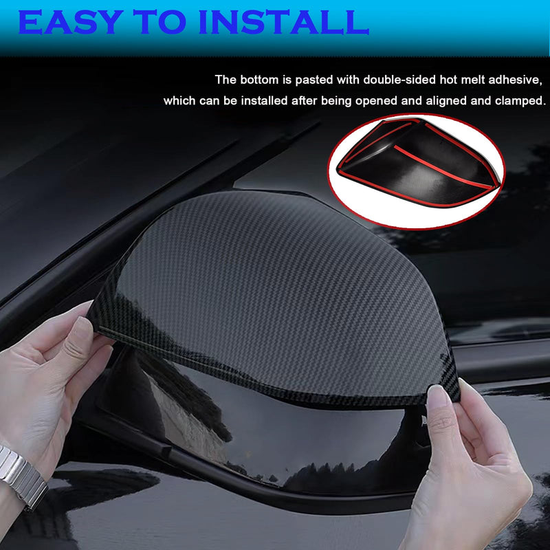 YHCDSEA Rearview Mirror Guard Cover for Tesla Model 3, Side Mirror Cover Exterior Accessories fit for Tesla Model 3 2017-2026 (Glossy Carbon Fiber Pattern) Glossy Carbon Fiber Pattern