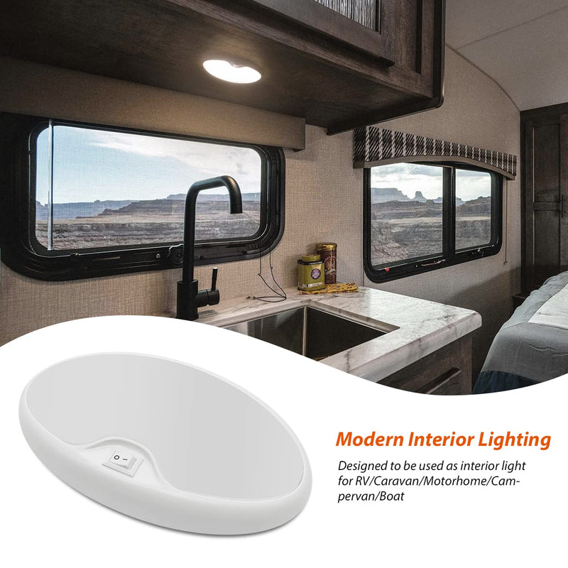 Dream lighting 12v RV Interior Light with On/Off Switch 6 inch Oval LED Ceiling Light 4.5W 3500K Soft White Lighting, Pack of 1 A: 3500K, Pack 1