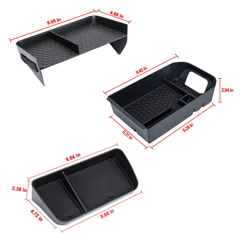 3PCS Center Console Organizer Tray and Armrest Storage Box Compatible with Toyota RAV4 2019-2022 2023 2024 Dash Storage Tray Interior Accessories-Not for New 10.5'' Multimedia Display 3PCS