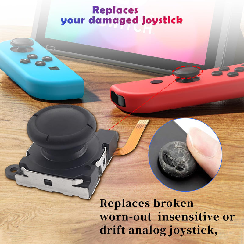 2 Pack Switch, Switch OLED, Switch Lite Hall Sensor Joystick replacement for Nintendo Switch/Switch OLED Model/Switch Lite Joy-Con Controller Joystick replacement + Y1.5, Cross Screwdriver, Pry Tools