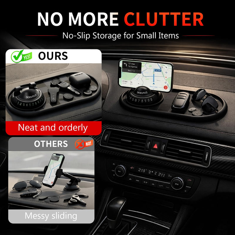 Multifunctional Car Anti-Slip Mat Dash Phone Holder New Accessories Dashboard Mat Non Slip Cover Driver Essentials Support Stand All in One Car Organizer Pad Dash Board Sticky Pad (Black & Gray)