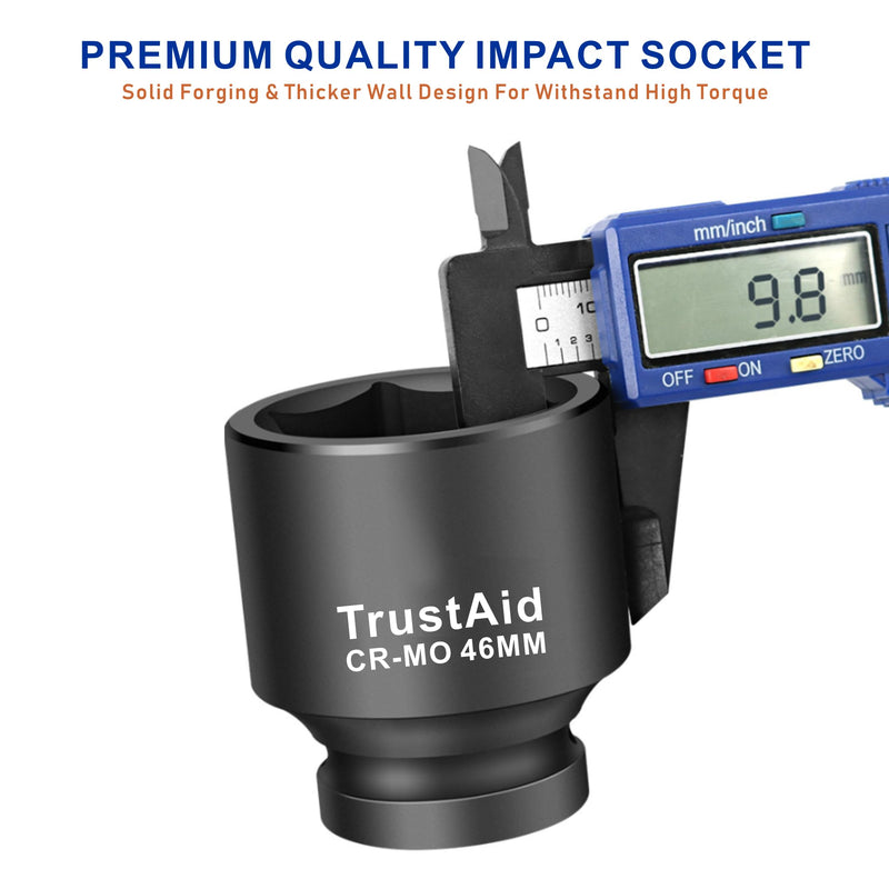 TurstAid 3/4 Inch Drive Impact Socket 60mm, Heavy Duty Cr-Mo Deep Impact Sockt, 6-Point Design, Metric