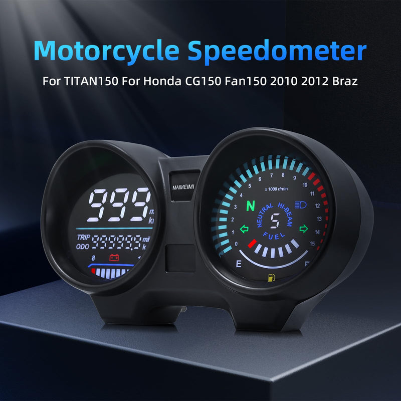 MH Motorcycle Speedometer Tachometer MPH/KM Digital Speed Gauge Odometer Fuel Indicator 5 Gear 15000r/min for Brazil TITAN150 CG150 Honda CG150 2004-2009 Fan150 Suzuki GN 125