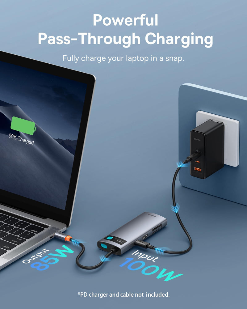Baseus USB C Hub Multiport Adapter 7 in 1 & Power Strip 20W