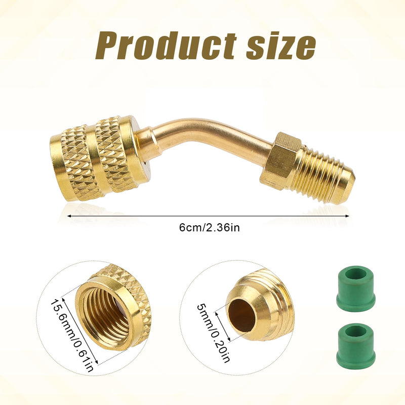 R410a Adapter Connector for Mini Split System, 5/16in Female 1/4in Male Flare Charging Vacuum Port Hose Adapter with Thimble for Air Conditioners Refrigeration Valve HVAC Service