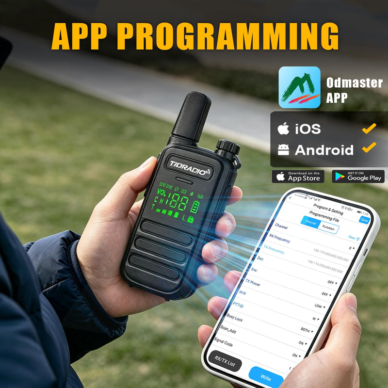 TIDRADIO M11 Plus FRS Walkie Talkies Long Range,Bluetooth Programming & AI Noise Canceling,NOAA,VOX,License-Free Handheld Two-Way Radios with USB-C Charging,for Business Hotel Construction Outdoor