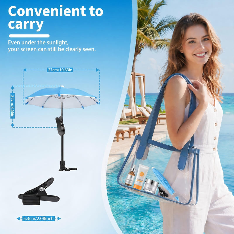 3 Pack Phone Umbrella for Sun, Cell Phone Shade with Clip, Protects from Sunlight, Glare, Rainproof, Suitable for Outdoor Activities(Black+Blue+Pink)