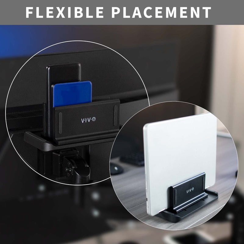 VIVO Multifunctional Adjustable Thin Client Mini PC Mount Bracket, CPU VESA Monitor Arm Computer Holder, Freestanding Desk Stand, Vertical Laptop Stand, Black, MOUNT-PC05M