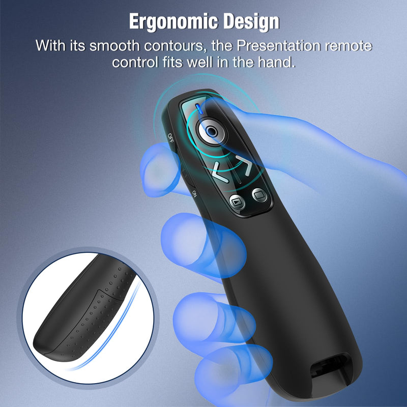 All-in-One Wireless Presentation Clicker with Red Light & Volume Remote Control- USB&Type-C PPT Remote Compatible with Mac/Windows/Laptop/Computer - Ideal for Powerpoint, Business, Classroom USB A/C