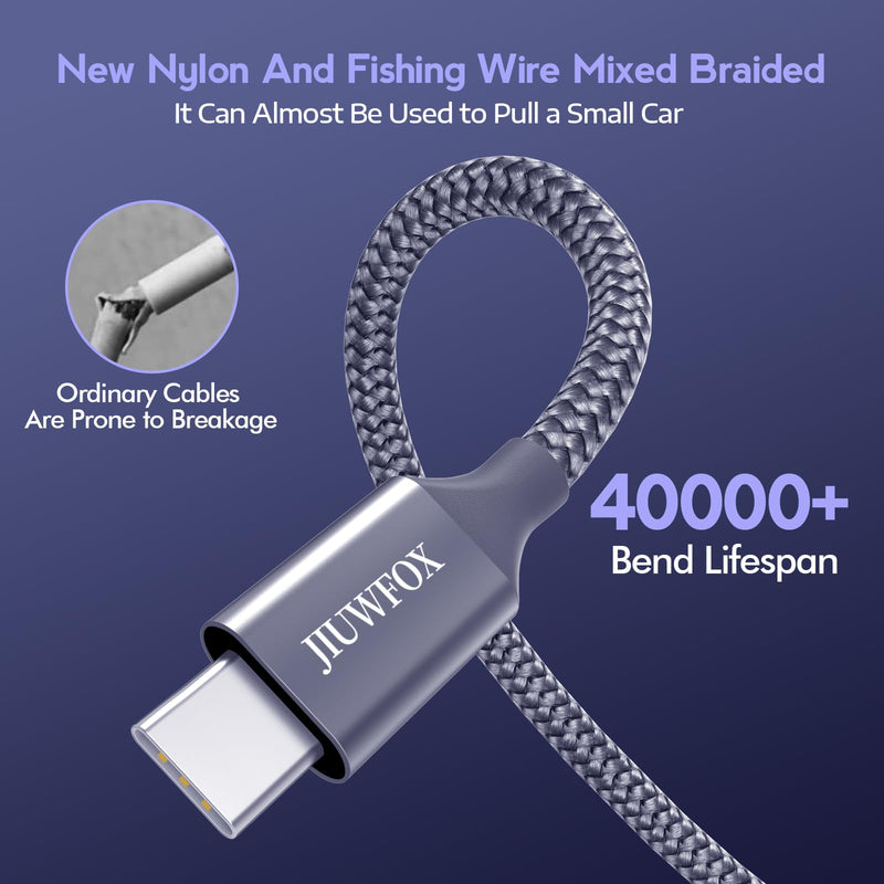 JIUWFOX USB C to USB C Cable, (5Pack, 3/3/6/6/10FT) 60W Fast Charging | For iPhone 17/16/15 Series, iPad Pro/Air/mini, Galaxy S26/S25/S24/S23