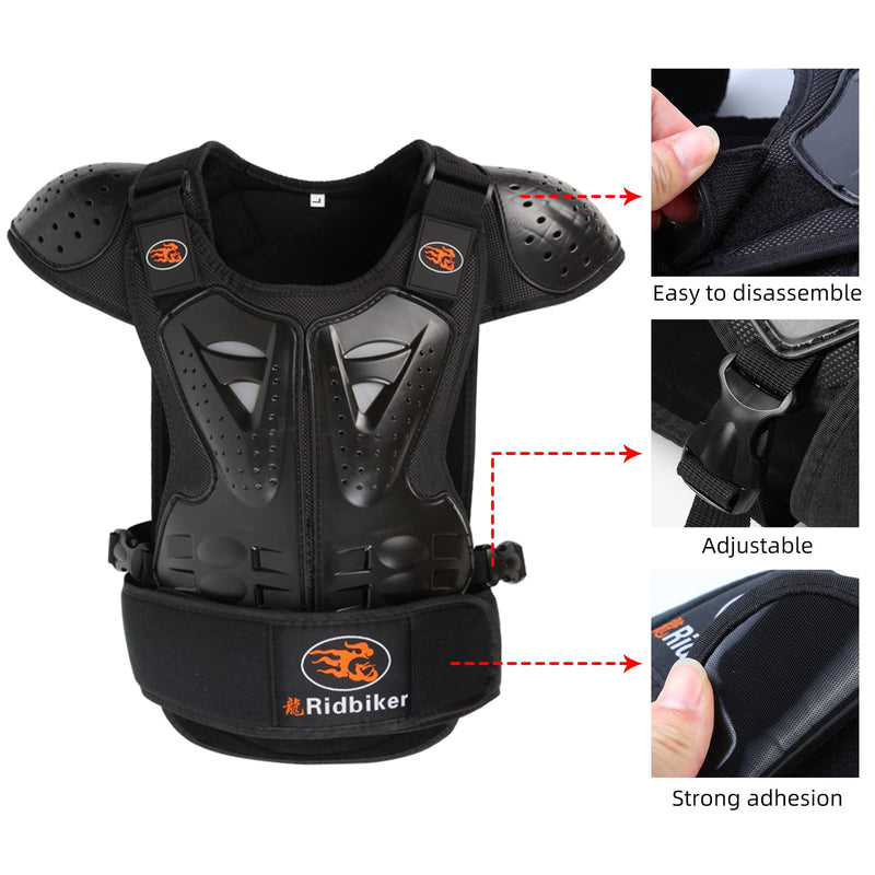 Kids Dirt Bike Gear Chest Protector Motocross Gear Body Armor Vest for Motorcycle Protective Gear Motocross Chest Protector Motorcycle Riding Gear (Black, Medium) Black
