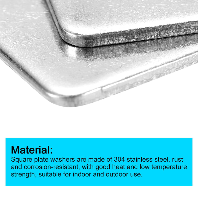 uxcell Square Washer, 15Pcs M8x40x40x3mm 304 Stainless Steel Square Plate Washers Flat Pad Spacer Gasket for Hardware Fastener 15