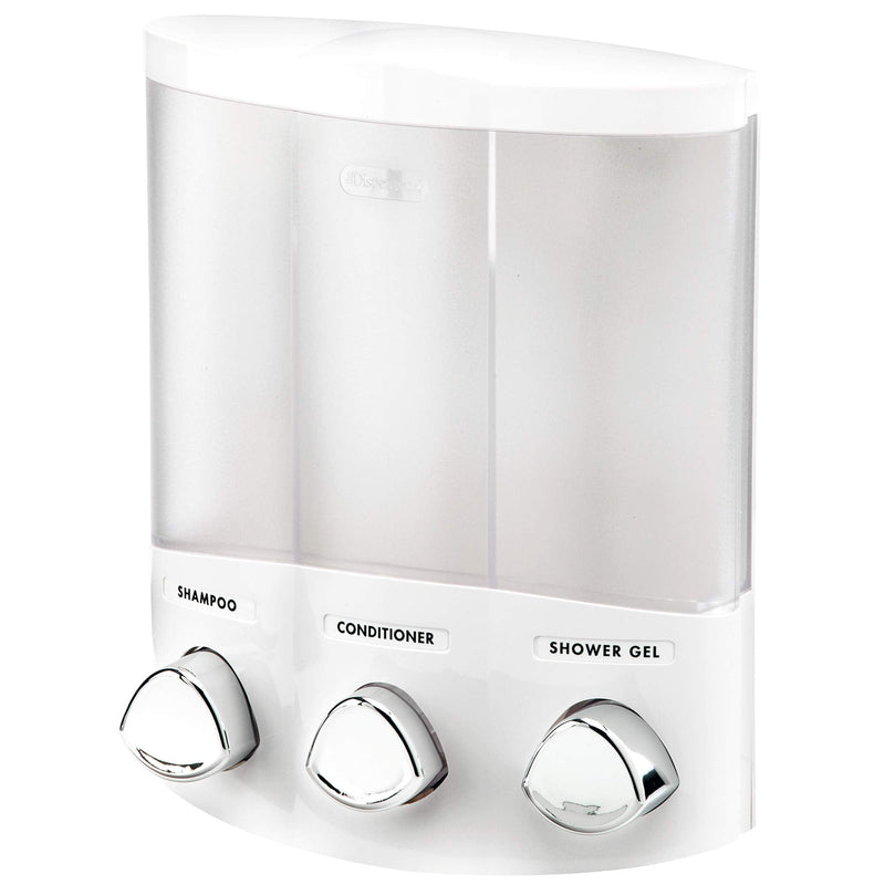 Better Living Products, White 76354 Euro Series TRIO 3-Chamber Soap and Shower Dispenser