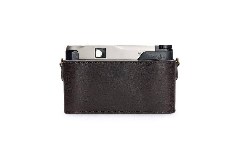 Contax TVS II Case, BolinUS Handmade Genuine Real Leather Half Camera Case Bag Cover for Contax TVS II Camera with Hand Strap (Coffee) Coffee