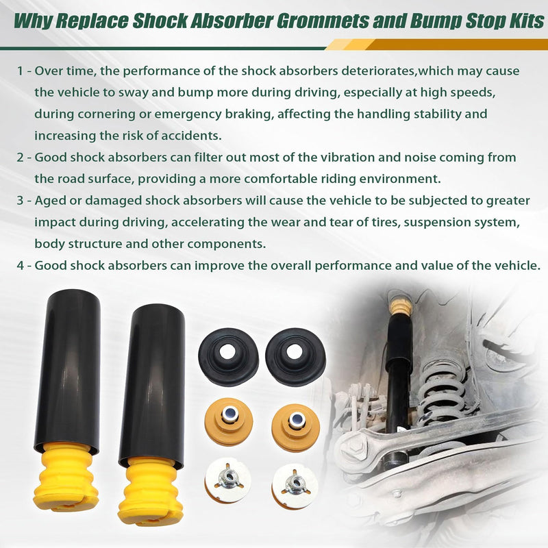 Rear Upper Lower Shock Mounts Grommets and Bump Stops Kit Compatible with BMW E82 E87 E88 E90 E92 E93 128i 135i 323i 325xi 328i 328xi 330i 335i 335d # 3353676733401 33506771737 33506771738