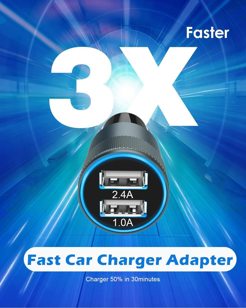 2 Pack(3.4A) USB Car Charger Dual USB Ports Cigarette Lighter USB Charger | iPhone 17 Car Charger Super Fast Charging Compatible with iPhone 17/17 Air/17 Pro Max/17e/16/16 e/16 Pro/15 Plus/14/13/12/11
