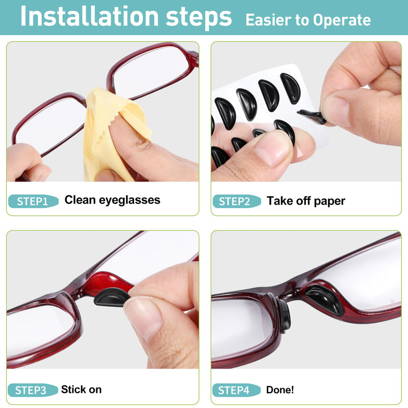 Eyeglass Nose Pads - Grip Added, Upgraded Soft Silicone Adhesive Glasses Nose Pad, Anti-Slip Nose Pads for Glasses Full Plastic Frames Sunglasses (5 Clear Pairs) 5 Pairs Clear