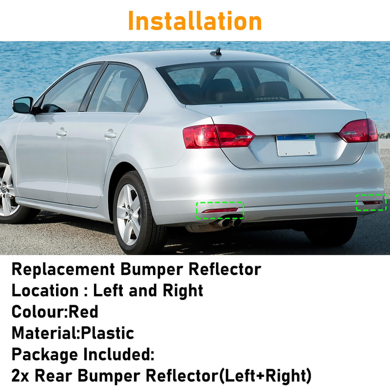 Compatible with Volkswagen Jetta Sedan Rear Bumper Reflector 2011-2014,Left Driver & Right Passenger Side Red Marker Trim Replace for 5C6945106,5C6945105,Jetta Back Reflector Light W/O Bulb 11-14 Jetta Rear Reflector