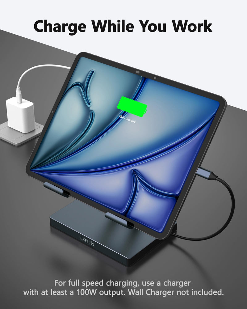 2026 iPad Pro USB C Hub Stand, Adapter for iPad Pro M5 M3 M4 13 12.9 11 Inch iPad Air Docking Station 4K 60Hz HDMI, SD/TF Card Reader, 3 USB 3.0 Port, 3.5mm Audio, iPad mini A16 Galaxy Tablet Dock