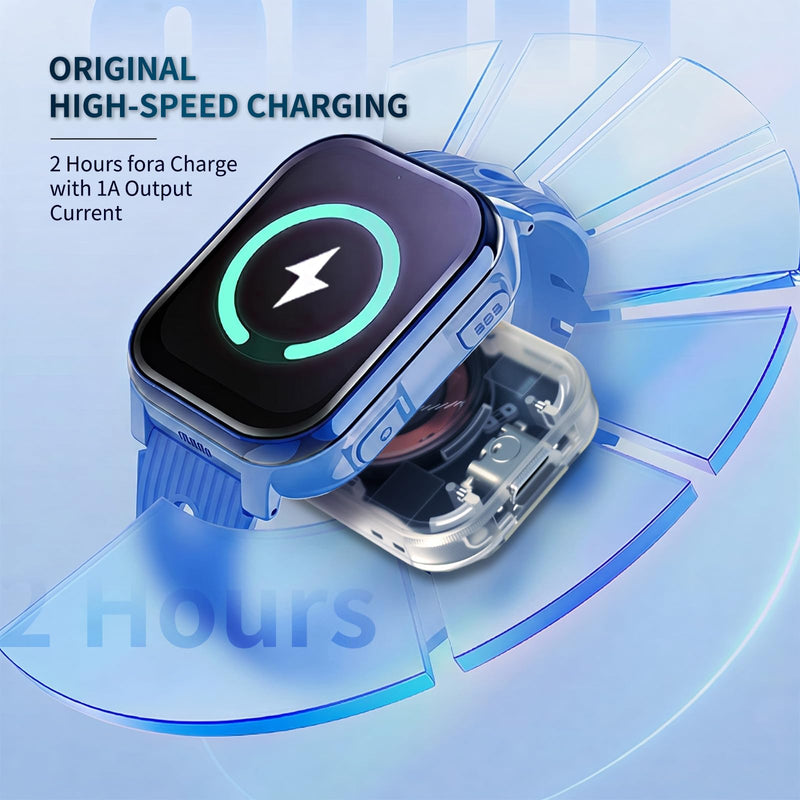 5W Magnetic Wireless Charger for Apple Watch S1-S11, SE 1-3, Ultra 1-3, Portable Fast Charging Adapter with USB-C Port, Transparent (Excluding Charging Cable)