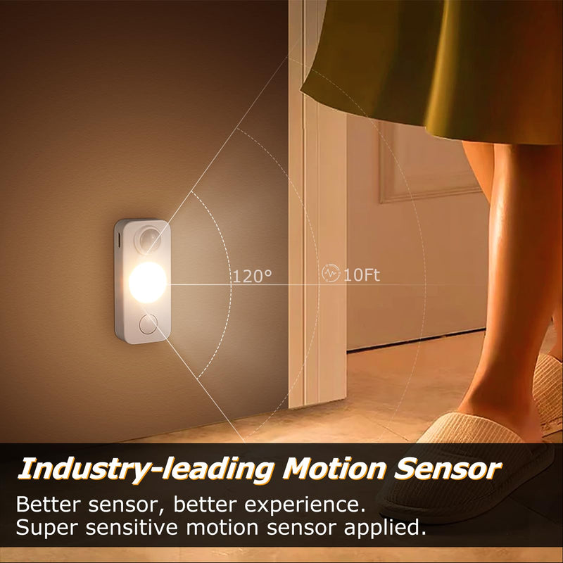 LED Motion Sensor Puck Lights, Rechargeable Cabinet Lights, Stick on Wireless LED Night Light for Closet, Drawer, Shelf, Under Cabinet, Warm White 8Pack, USB Charging Cord Included 8 Pack